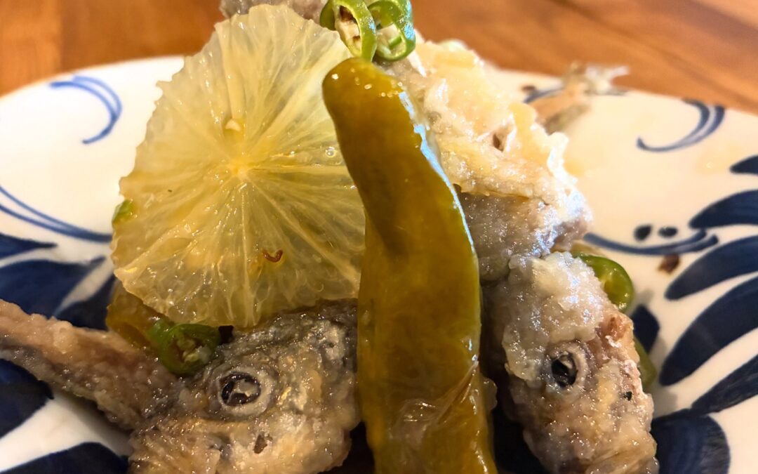 豆鯵と青唐辛子の南蛮漬け